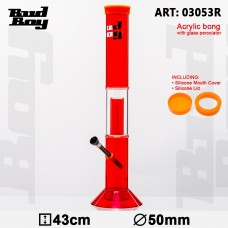 Bud Boy Cane Acrylic Bong Red Glass Percolator 43 cm D=50 mm