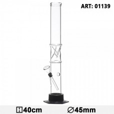 Plain Glass Bong Black Base 40cm D=45mm 