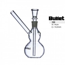 Bullet Glass Bong z dvojno kroglično in stranskimi usti, 14 cm