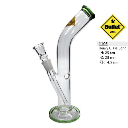 Bullet Heavy Glass Bong Cylindrical curved 25 cm 14.5 mm