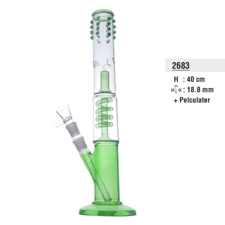 Bullet Hell Green Ice Bong Spiral perkolator+dome diffusor Rasta18.8mm 40cm