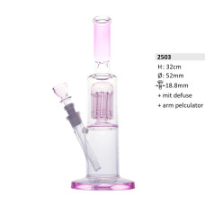 Bullet Glass Ice Bong 32cm, perkolator 12 arm, 18.8, diffusor, Pink