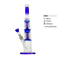 Bullet Glass Ice Bong 38cm, 2 x perkolator 12 arm, 18.8, diffusor, Blue