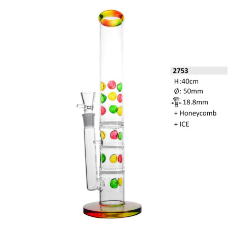 Bullet Glass Bong Candy perkolator 3xHoneycamb 18.8, 40cm