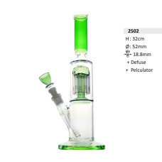 Bullet Glass Ice Bong 32cm, perkolator 12 arm, 18.8, diffusor, Green
