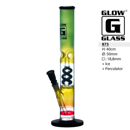 Glow Glass Ice Bong Spiral perkolator, diffusor 40 cm, 18.8, rasta
