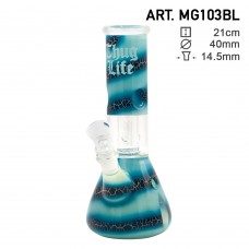 Thug Life Mini Beaker Glass Bong Blue 21cm D=40mm 14.5 Dome percolator
