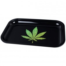 Metal Rolling Tray Black with Green Sheet 27.5x17.5 cm