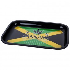 Metal Rolling Tray Black with Green Sheet 27.5x17.5 cm
