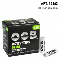 OCB Active Tips Slim activated carbon filter D=7mm with ceramic caps 50 pcs 