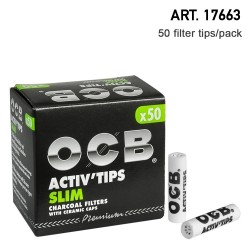 OCB Active Tips Slim activated carbon filter D=7mm with ceramic caps 50 pcs 