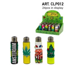 Clipper Funda PVC Leaf refillable lighters with mixed sleeve designs