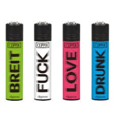 Lighters Clipper "breit", "F*ck","Love","Drunk"